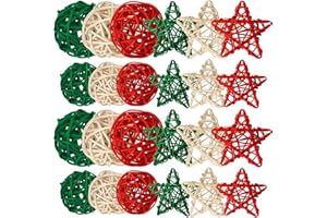 NOVWANG 36Pcs Christmas Decorations Rattan Balls, Wicker Balls for Home Decor Party Ornaments Baby Shower Table Decor Orbs Bowl Vase Fillers Christmas Tree Decorations