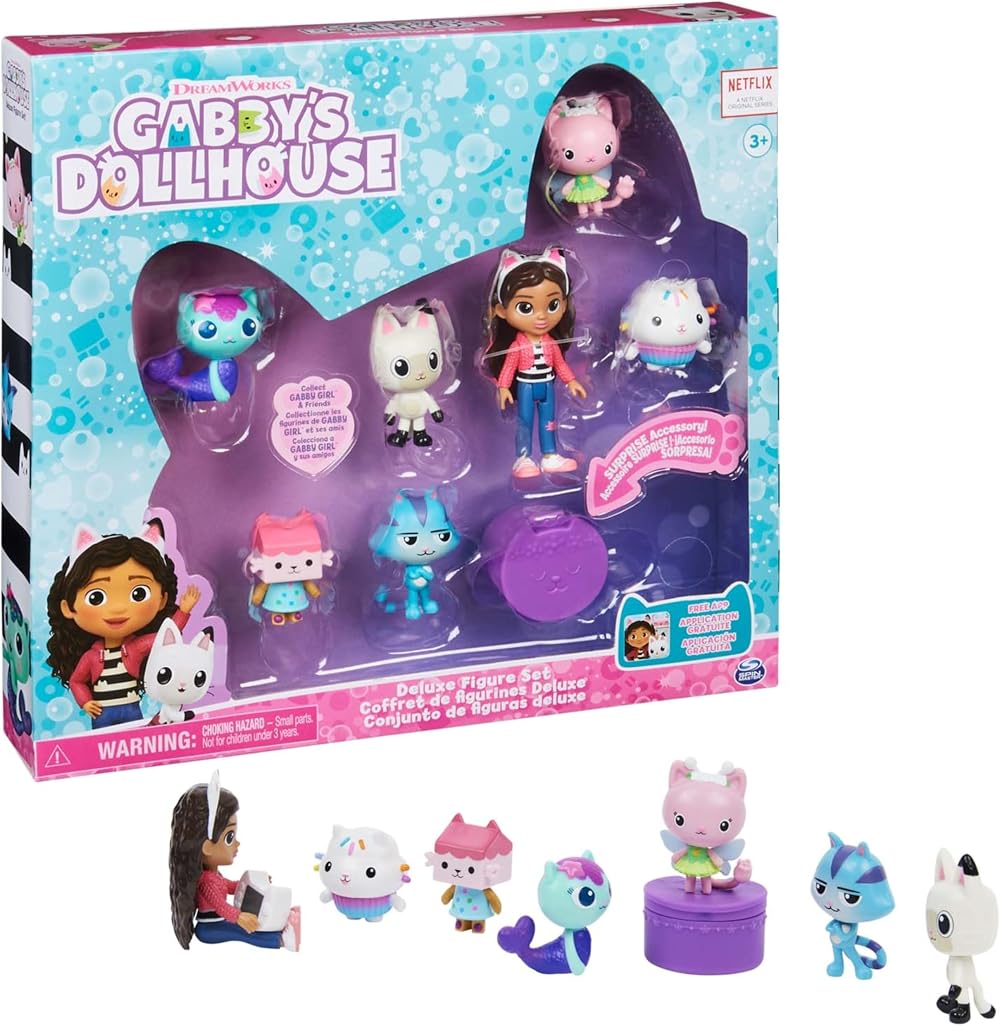 DreamWorks Gabby’s Dollhouse Deluxe Figure Gift Set 7 Figures with Dollhouse