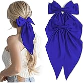 Hair Bows for Women 2 PCS Royal Blue French Long Tail Classic Cute Hair Bow Back To School Large Bows Hair Accessories for and Girls in Graduation