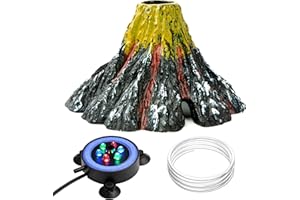 NICREW Aquarium Volcano Ornament Kit, Bubbler Decorations for Fish Tank, Aquarium Bubbling with Multi-Color LEDs