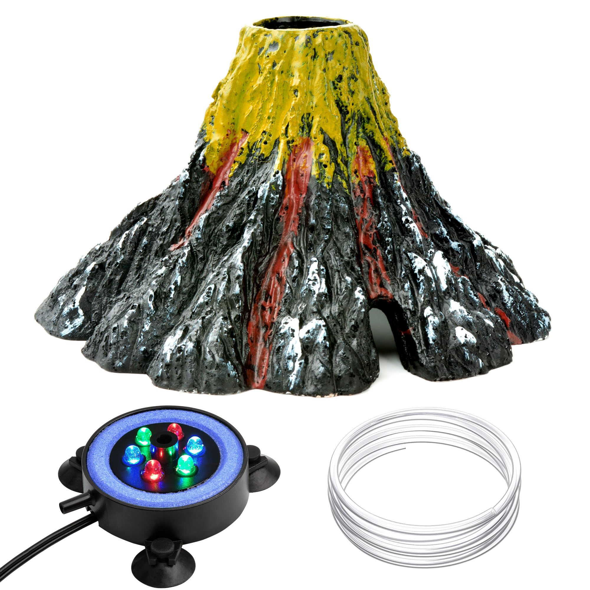 Photo 1 of NICREW Aquarium Volcano Ornament Kit, Bubbler Decorations for Fish Tank, Aquarium Bubbling with Multi-Color LEDs