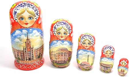 Amazon ご当地 マトリョーシカ５個組 世界の各都市 エカテリンブルク ロシア ロシア製 マトリョーシカ おもちゃ