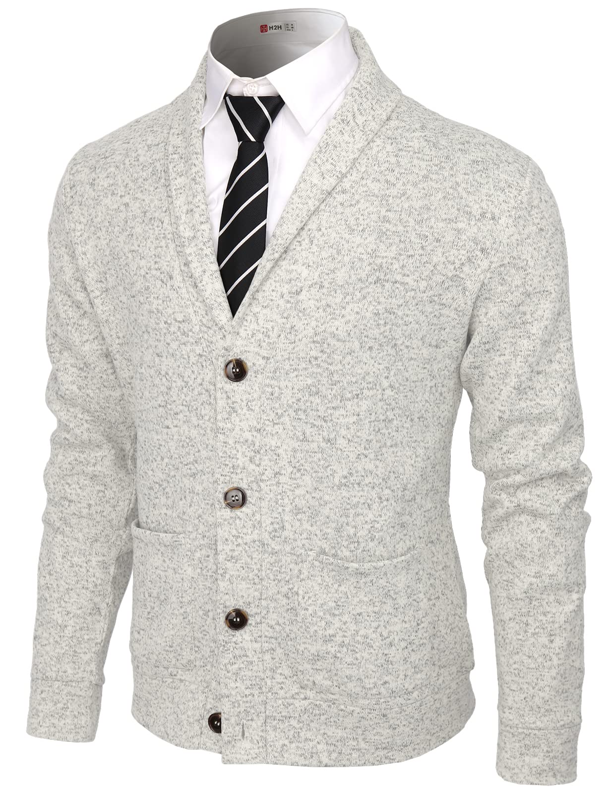 H2H Mens Slim Fit Basic Knitted Longsleeve V-Neck