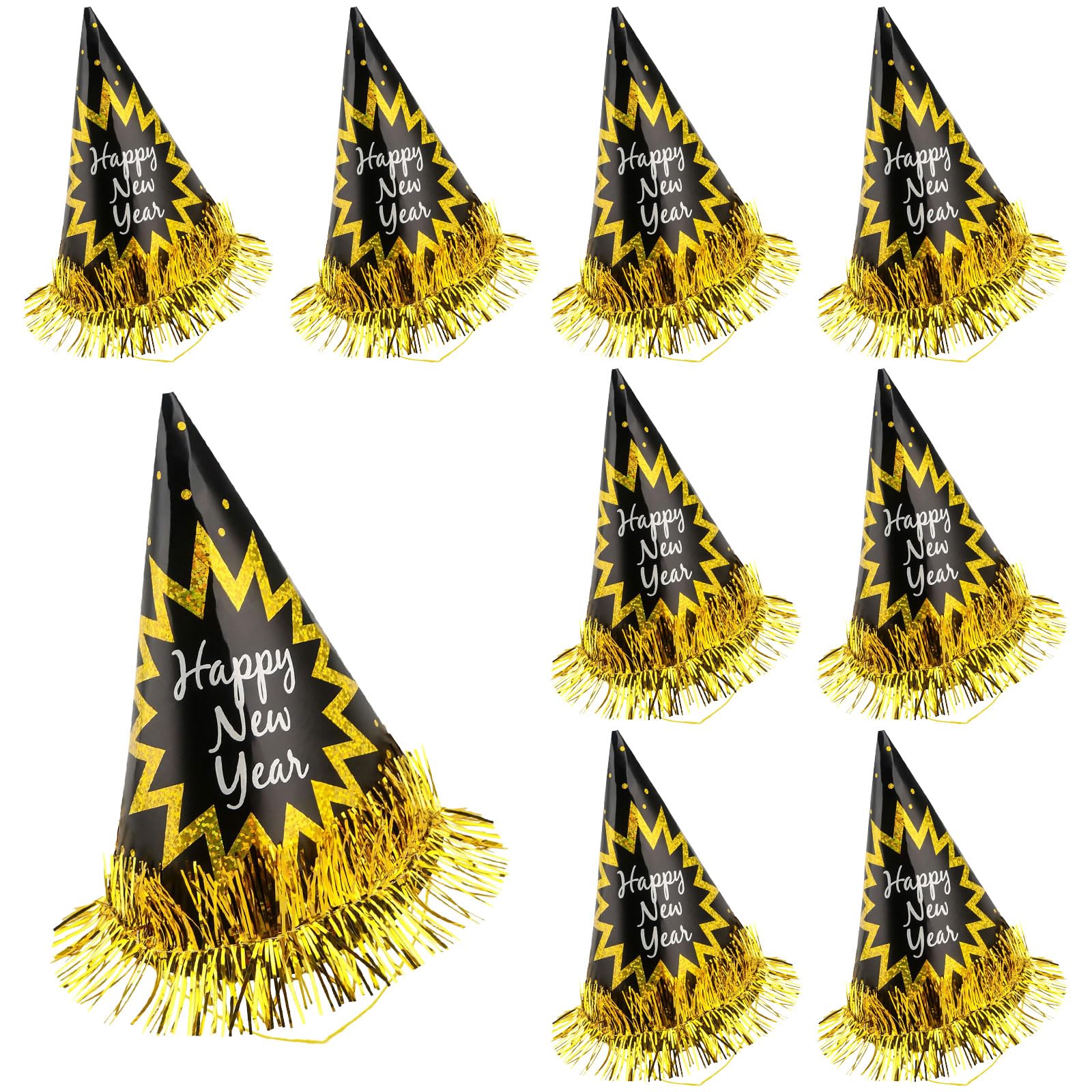 9 Pcs New Years Eve Hats Party Accessories for 2026,New Years Eve Oranment with Black and Gold Elegant for 2026 Party Photo Suppile,Nye Hats Kit Headwear Paper Photo Props for Home Decorations