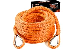 YUNPEAK Winch Rope Extension, 1/2'' x 50ft 32,500Lbs Synthetic Winch Extension Rope, Winch Extension Line for Off Road Vehicle ATV UTV SUV Jeep (Orange)