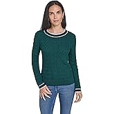 Nautica Women's Long Sleeve Cable Crewneck Sweater