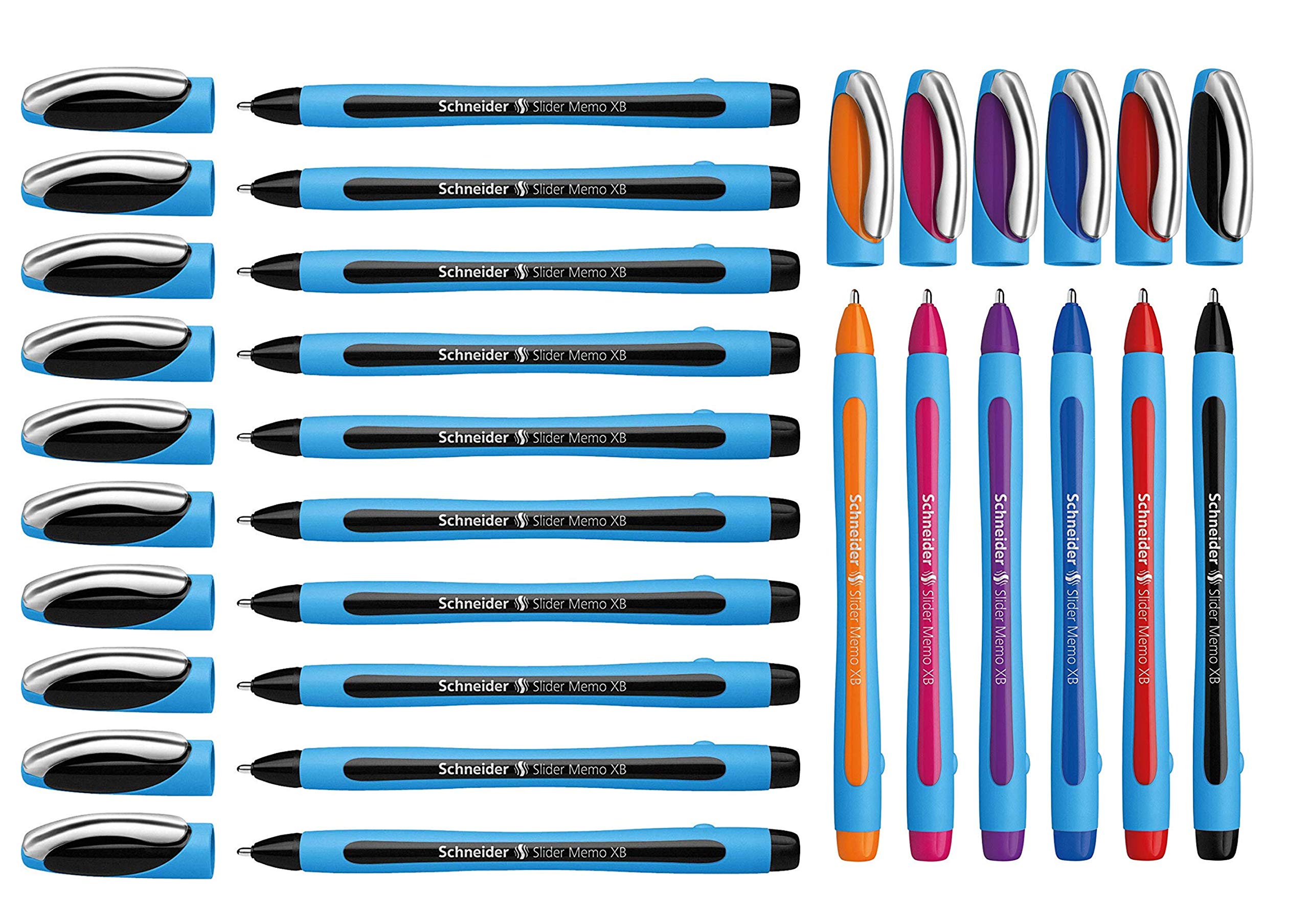 Schneider Slider Memo XB Ballpoint Pen Pack of 10 (10 + 6 (Black + Assorted)