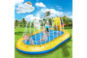 LQTTEK Inflatable Sprinkler Pool for Kids, Cute Dinosaur Kiddie Pool, 3-in-1 Backyard Splash Pad Swimming Outdoor Water Toys for Toddlers
