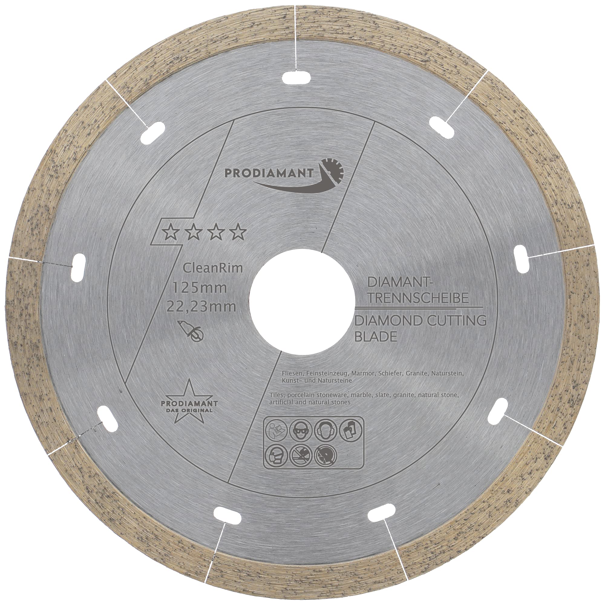 PRODIAMANT FD30 CleanRim Diamond Tile Disc 125 mm for Thin Porcelain Stoneware Large Format Natural Stone Marble Slate and Granite