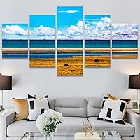 SIGNWIN 5 Panel Canvas Wall Art Modern Art Country Dramatic Global Landscape Multicolor Photography for Home Decorations Ready to Hang - 60