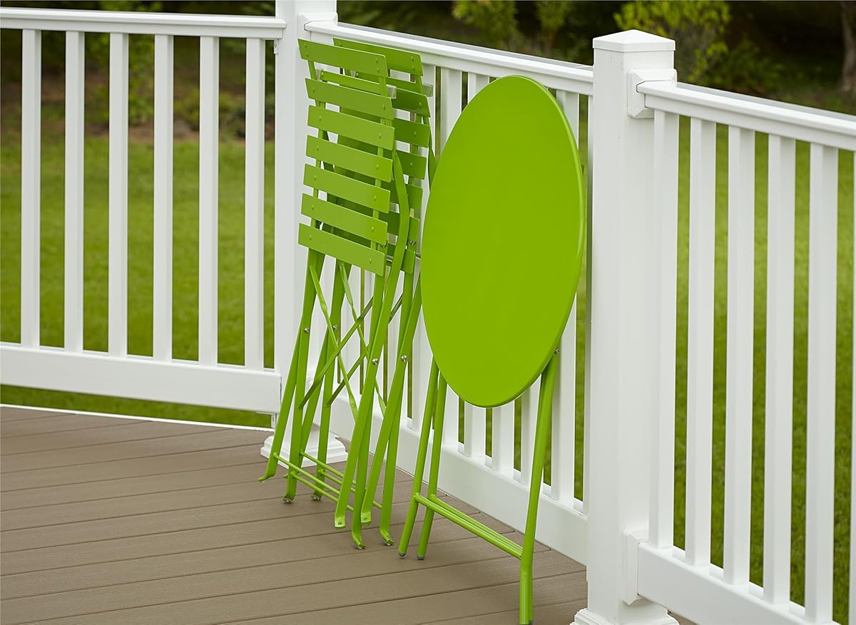 Cosco Outdoor Bistro Set, 3 Piece, Folding, Bright Green