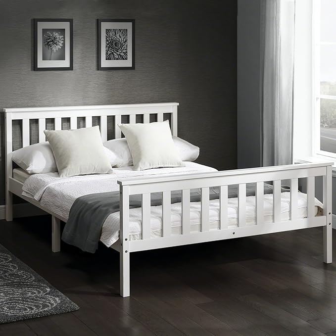 European Beds Direct Tillbury Double Wooden Bed Frame in White Amazon