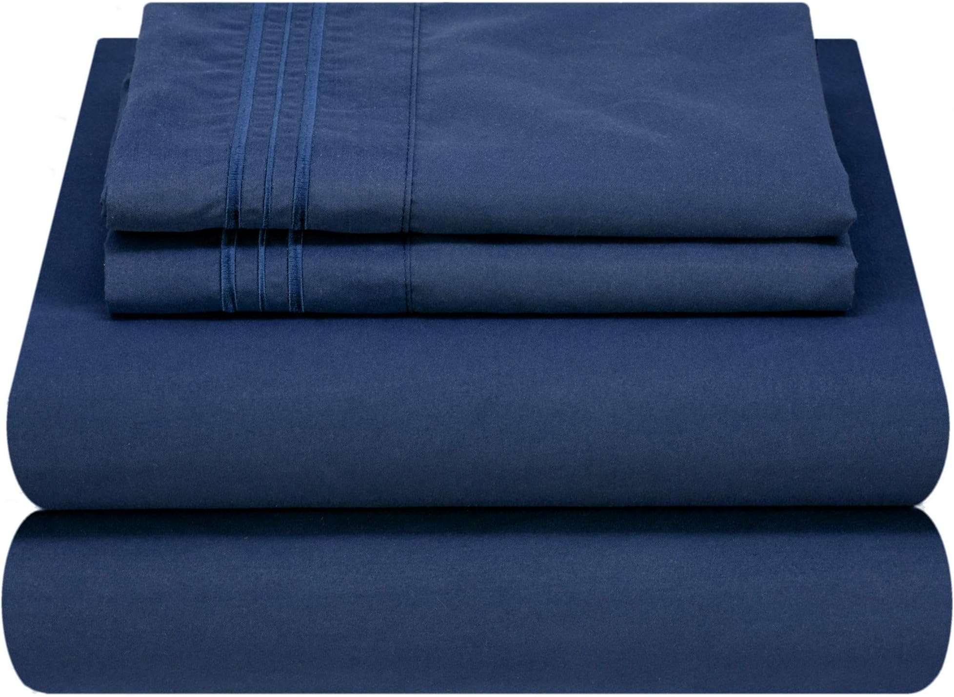 Mezzati Soft and Comfortable Waterbed Sheets Set – 1800 Prestige Brushed Microfiber Collection Bedding (Blue, King Unattached)