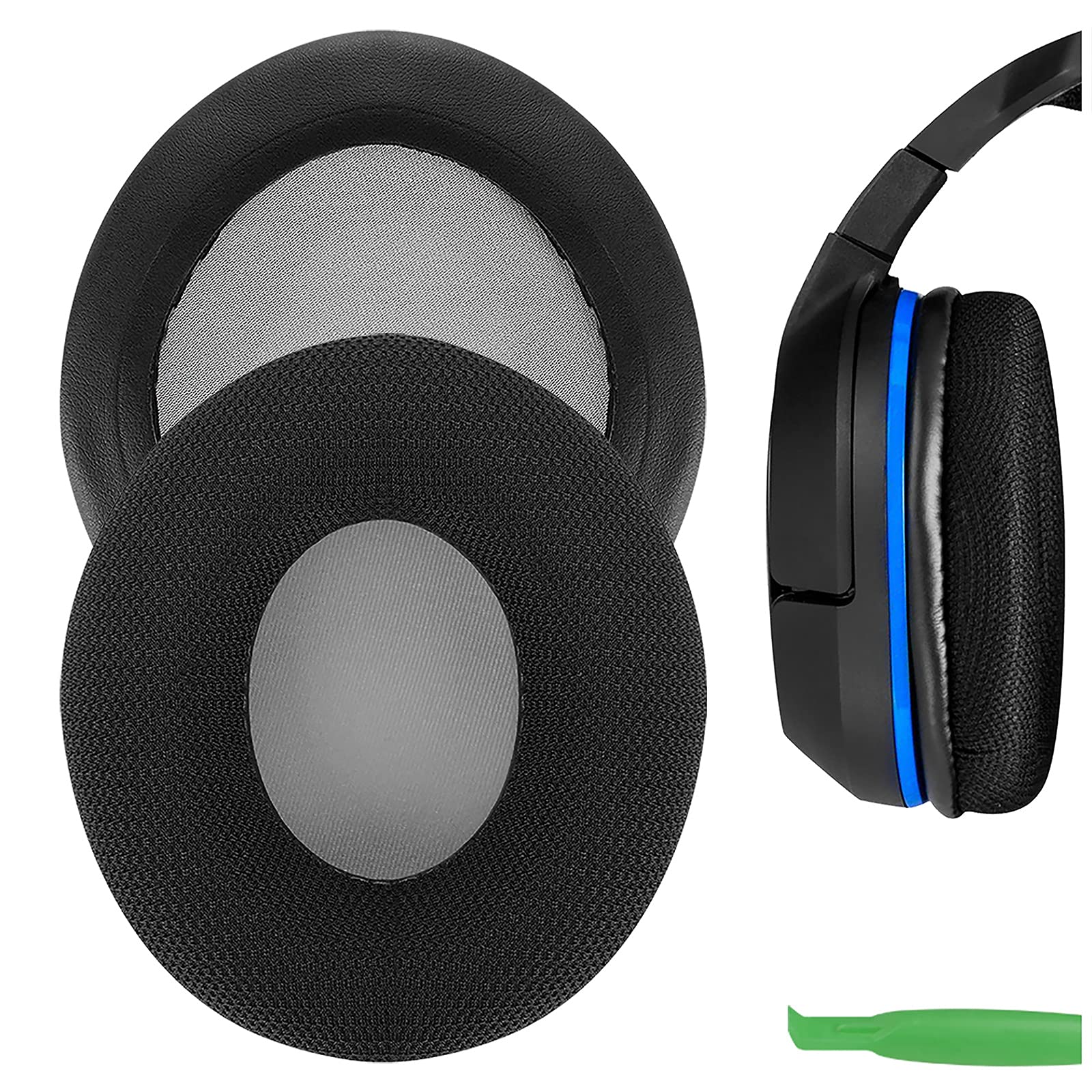 Geekria Comfort Mesh Fabric Replacement Ear Pads for Turtle Beach Ear Force P11, PX21/ PX22/ PX24/ PX51/ PX4/ PX5, X41/ X42/ X12 Headphones Ear Cushions, Repair Parts (Black)