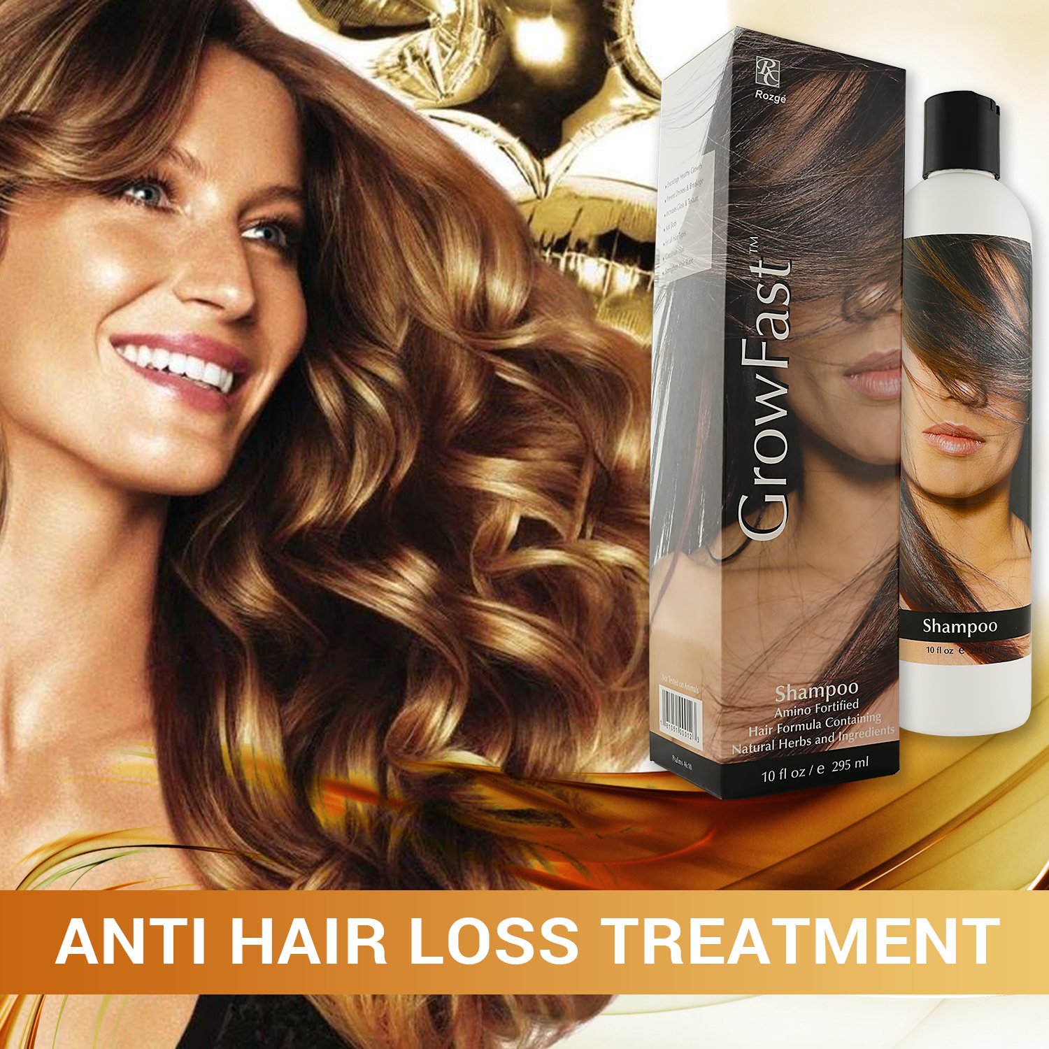 Rozge Cosmeceutical Hair Growth Products - Anti-Loss Repair Treatment Shampoo with Natural Enhancer Vitamins for Regrowth and Support plus Damage Treatments for Women and Men - 10 Ounces