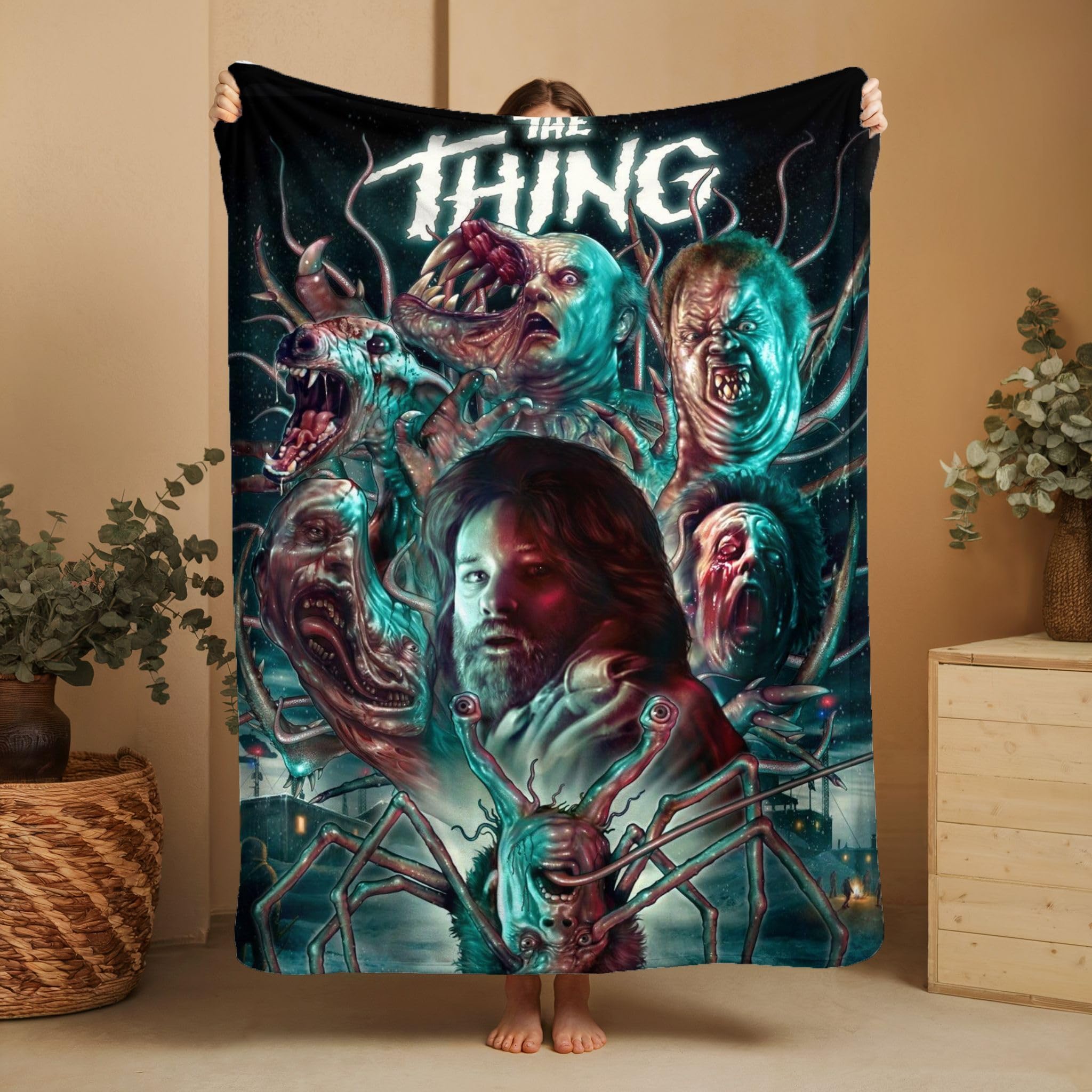 Wild Star Hearts Horror Movie Blanket The Thing Goth Bedroom Decor Velveteen Polycotton Blanket Throw Adult Cosy Blanket
