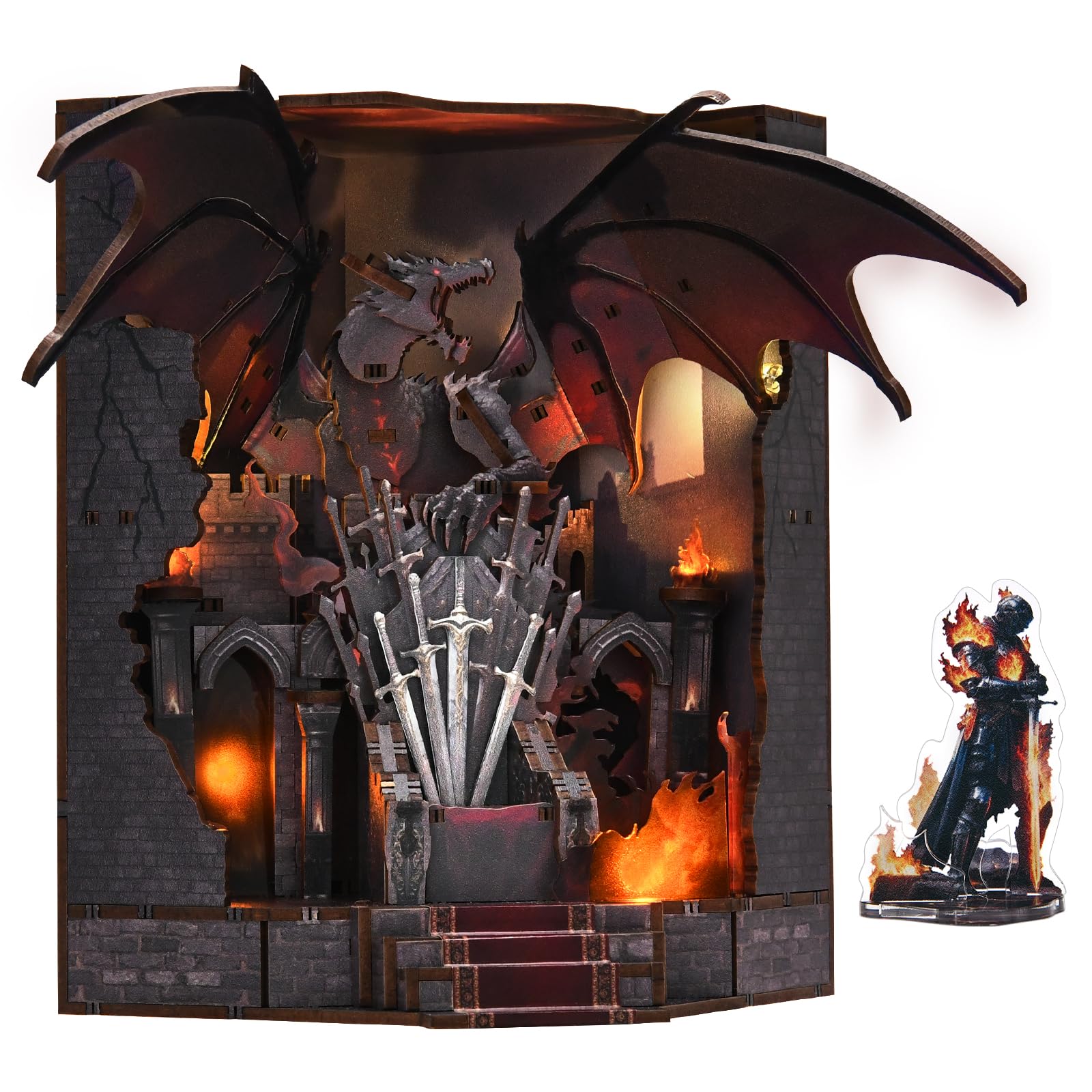 MiniCity Book Nook Kit for Adults - DIY Miniature House with LED Light, 3D Wooden Puzzle Bookend Bookshelf Decor, Collectible Gift for Family and Friends (Throne of Blade) — image 1