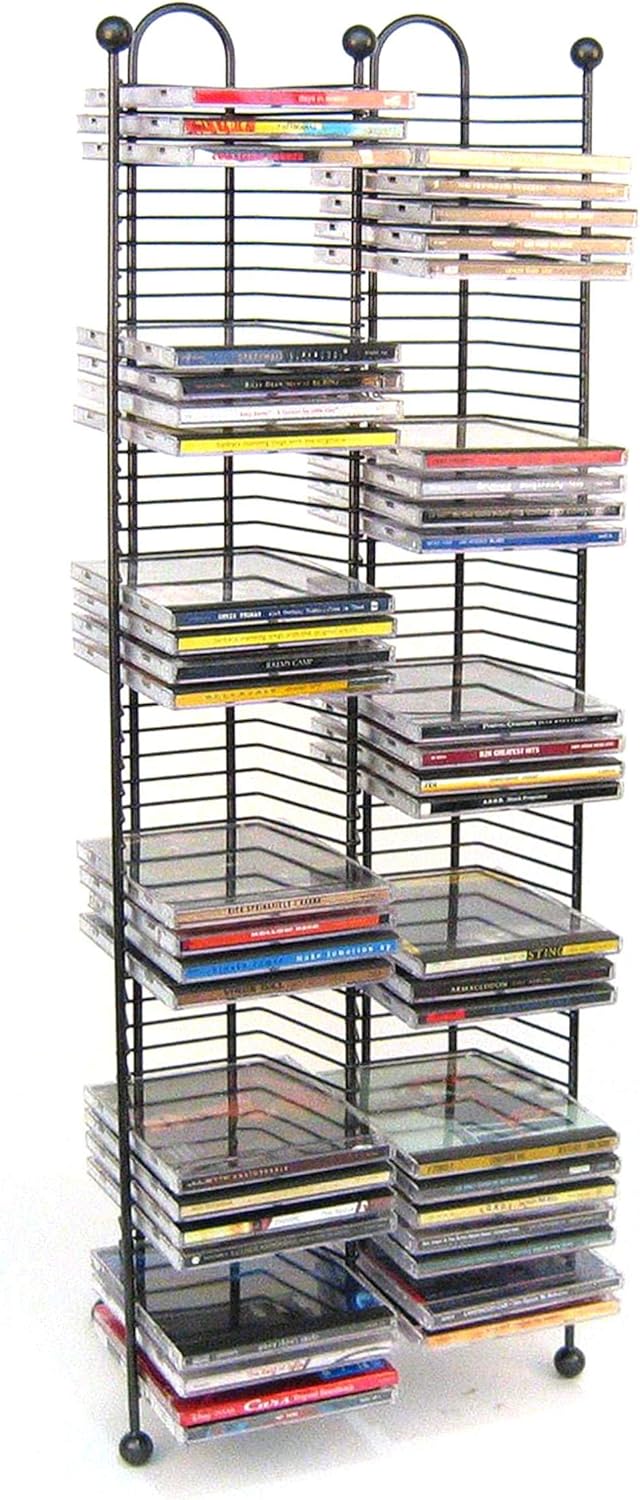 Atlantic Nestable 100 CD Tower - Holds 100 CDs, Efficient Side by Side Space-Saving Design, Heavy Gauge Steel Construction, Gunmetal Finish PN63705079: Home Audio & Theater