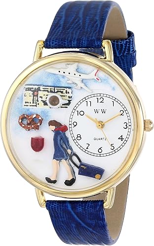 Amazon Com Whimsical Watches Women S G 0610007 Flight Attendant Blue Leather Watch Whimsical Watches Watches