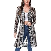 Anna-Kaci Women's Sparkly Sequin Cardigan Long Sleeve Open Front Glitter Kimono