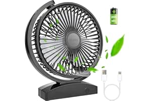mafiti USB Rechargeable Desk Fan, 6.6 Inch, 3000mAh, Portable Electric Table Fan for Bedroom, Home Office, Camping