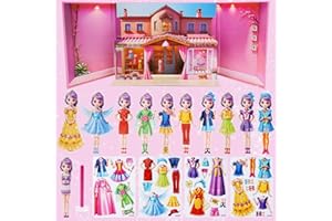PAINZIETEG Magnetic Dress Up Dolls,Paper Dolls for Girls Ages 4-10,DIY Princess Magnetic Dress-Up Doll Pretend Play Set, Great for Girl Birthday (Joy - Stereoscopic Book)