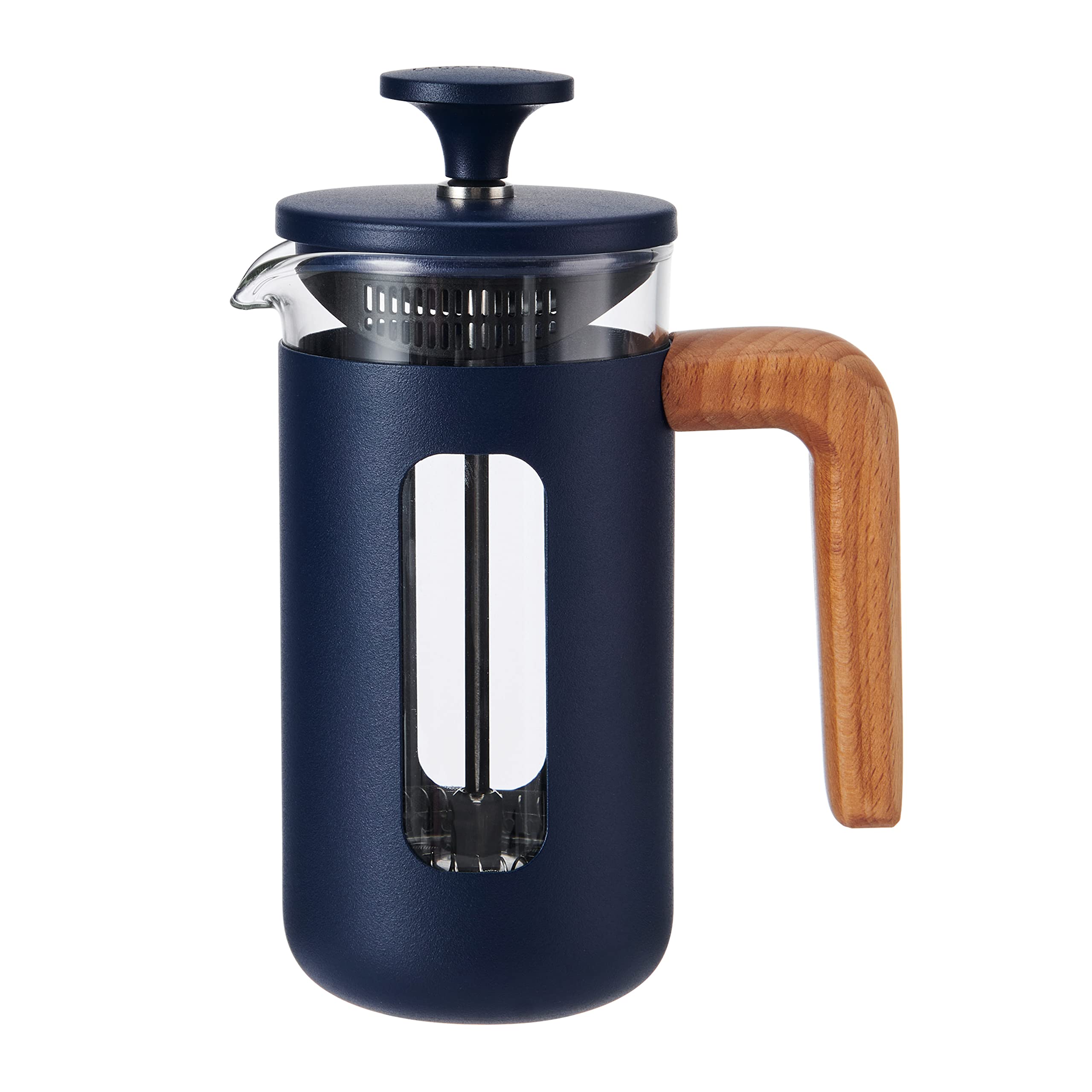 La Cafetière Pisa Cafetière, 3-Cup/35ml, Heat-Resistant Borosilicate Glass and Stainless Steel with Easy-Grip Plunger, Small French Press Coffee Maker for Loose Tea and Ground Coffee, Navy