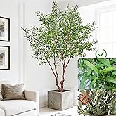 Niwellveb Fake Tree Faux Olive Tree Artificial Olive Trees 8 Feet Plus Branch Realistic Potted Silk Indoor Large Fruit for Home Offices, Living Rooms, Bedrooms, Stairs and Foyer Decor