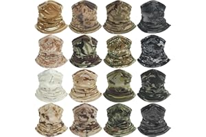 LUCULACH 16 pack Cooling Neck Gaiter for Men Women Sun Protection Face Mask Gators Camo Bandana Neck Cover