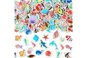 JULBEAR 300 Pieces Ocean Sea Animal Foam Stickers Bulk Self-Adhesive Tropical Fish Sea Creature Stickers Sea Turtles for Arts Crafts Ocean Theme Party Favors Decoration Home DIY Supplies