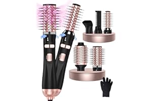 YITRUST Rotating Hair Dryer Brush, 5 in 1 Blow Dryer Brush Spinning Curling Brush with 2 Rotating Brushes (1.5" & 2"), 3 Temps Bowout Brush Hot Air Brush Styler Volumizer for Hair Dry/Straighten/Curl/Smooth