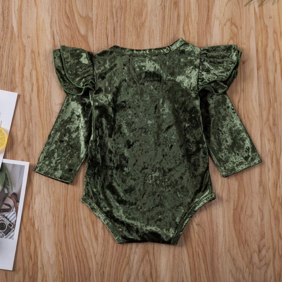 Infant Baby Girl Plain Fall Crushed Velvet Long Sleeve Bodysuits Romper Tops