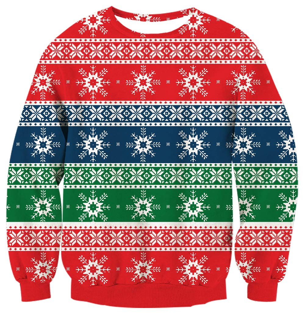 UNICOMIDEA Funny Christmas Jumpers Unisex 3D Xmas Graphic Design Ugly Xmas Pullover Sweater for Boy and Girls Green XX-Large