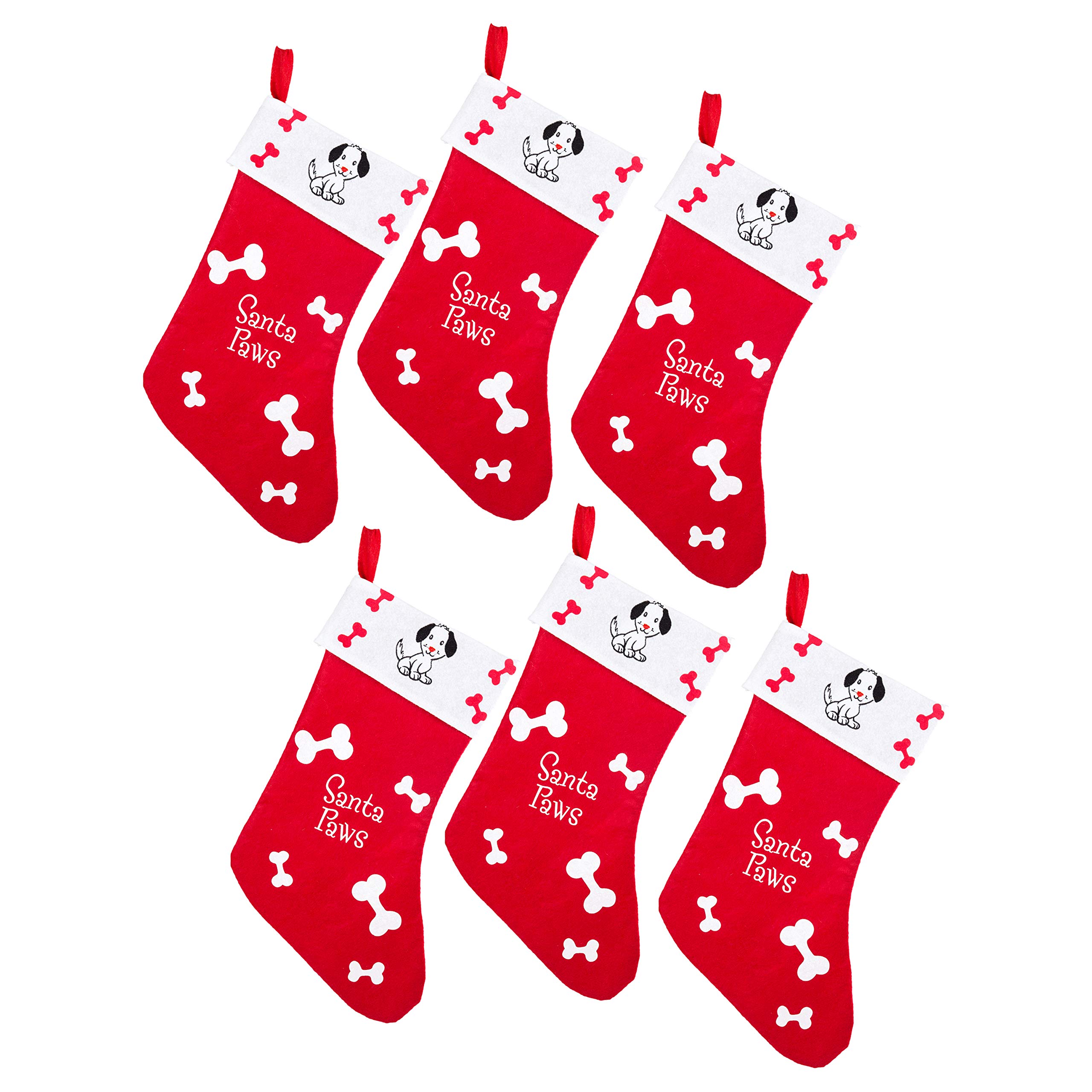 by Robelli Pack of 6 Santa Paws Stockings for Pet Dogs