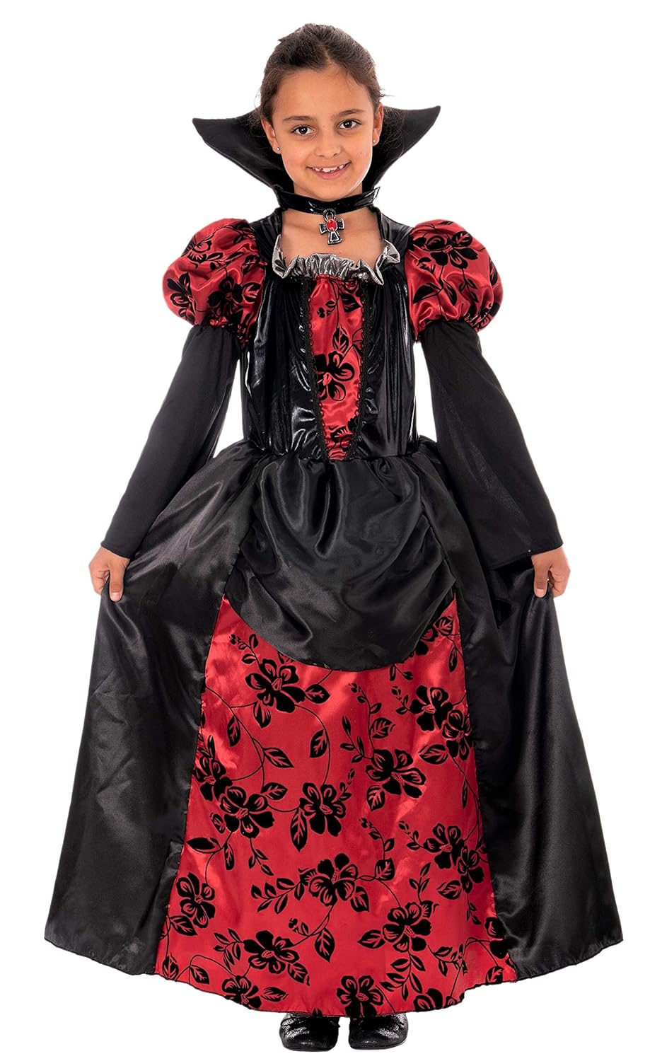 Magicoo vampire queen costume for girl kids Halloween red and black