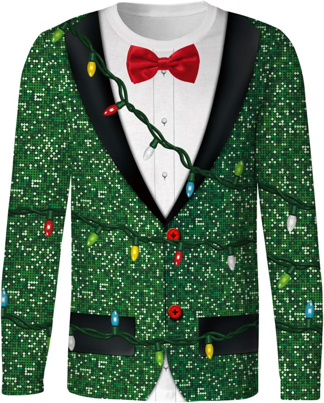 Mens Unisex Ugly Christmas Pullover Sweatshirts 3D Print Lights Funny Xmas Sweater