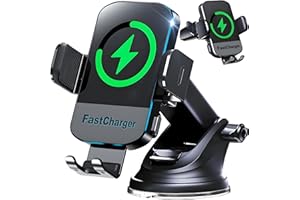 CHGeek Wireless Car Charger, 2025 Upgrade 15W Fast Charging Auto Clamping Car Phone Holder Charger, Phone Holders for car Mount, fit for iPhone 17 16 15 14 13 Mini Pro Max XR,Samsung Galaxy S25 Ultra