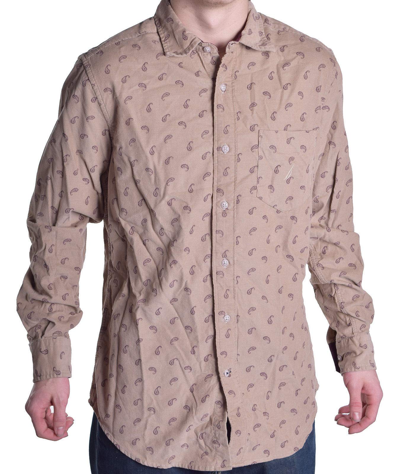 Nautica Mens Long Sleeve Paisley Shirt Textured Corduroy Nautical