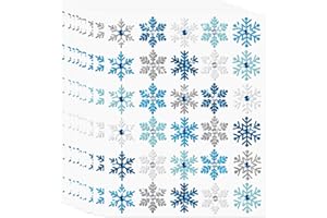 BESTUS Christmas Glitter Snowflakes Stickers for Crafts, Xmas Cards Decor Christmas Stickers for Envelopes, Holiday Ornaments, Seals Envelopes, Winter Decals for Scrapbooking Gift, Snowflake Stickers- Small