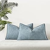 JUSPURBET Light Blue 12x20 Throw Pillow Covers Set of 2 Decorative Pillow Covers for Couch Sofa Bed Cozy Chenille Lumbar Cushion Covers Cases with Invisible Zipper for Living Room Home Decor