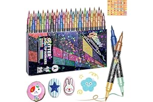 24/48/72/96 Colors Glitter Effect Brush Markers, Dual Tip Metallic Shimmer Pens Set, Professional Glitter Paint Pens Set for 