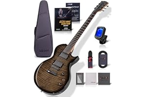 AKLOT Solid-Body LP Electric Guitar: Roasted Maple Neck, HH Pickups, Luminous Position Markers, 39'' Full Size Electric Guita