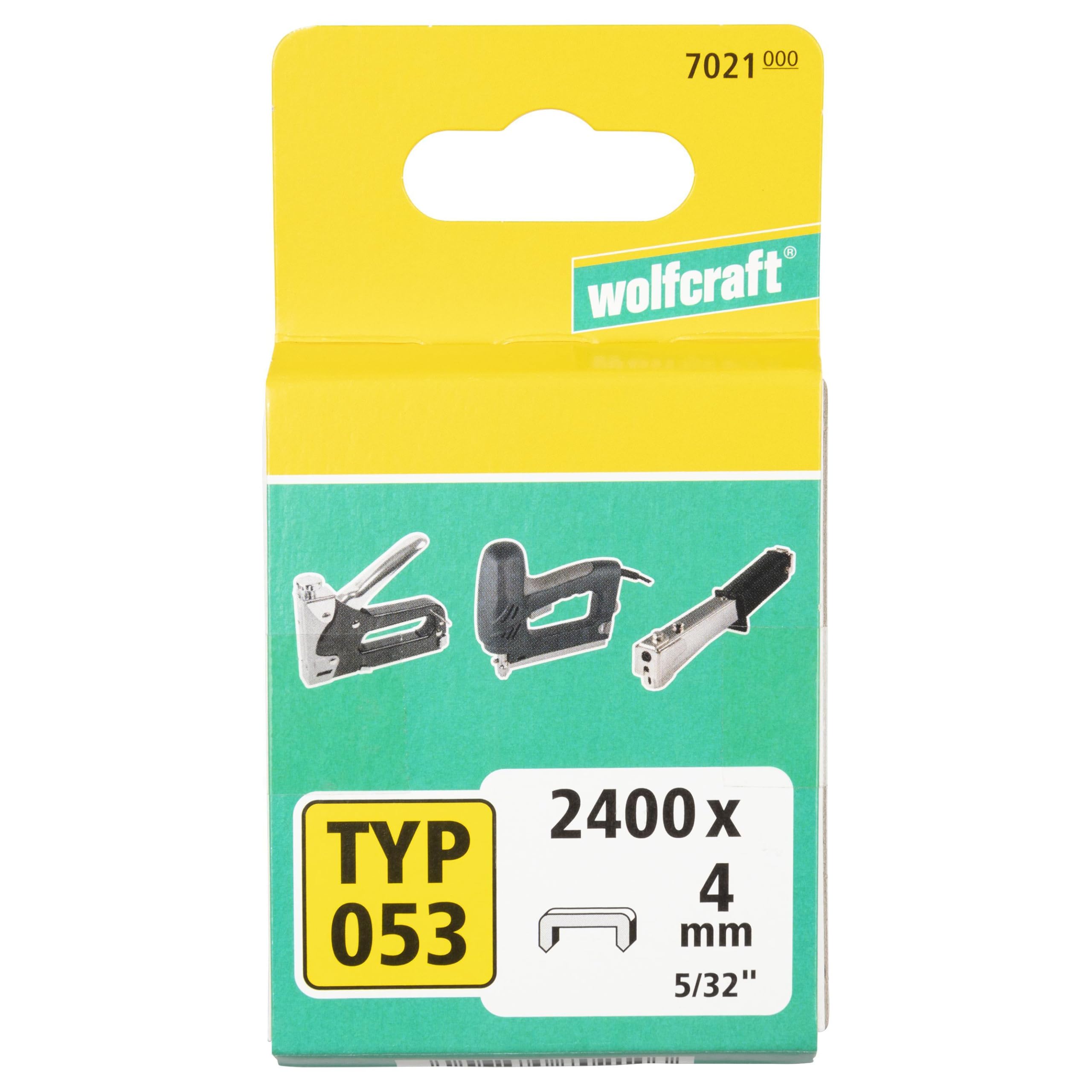wolfcraft Broad Back Staple, Extra Hard Steel, Type 053 I 7021000 I Ideal for Fastening Fabric, Textiles and Thin Strips of Wood