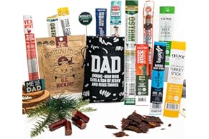 BUNNY · JAMES · Beef Jerky Snack Gift Bag - Exotic & Unique Alternative to Beef Jerky Box, Basket, Boquet for Dad in a Funny Dad Bag w a Variety of Premium & Gourmet - Great Protein Gift for Men, Him