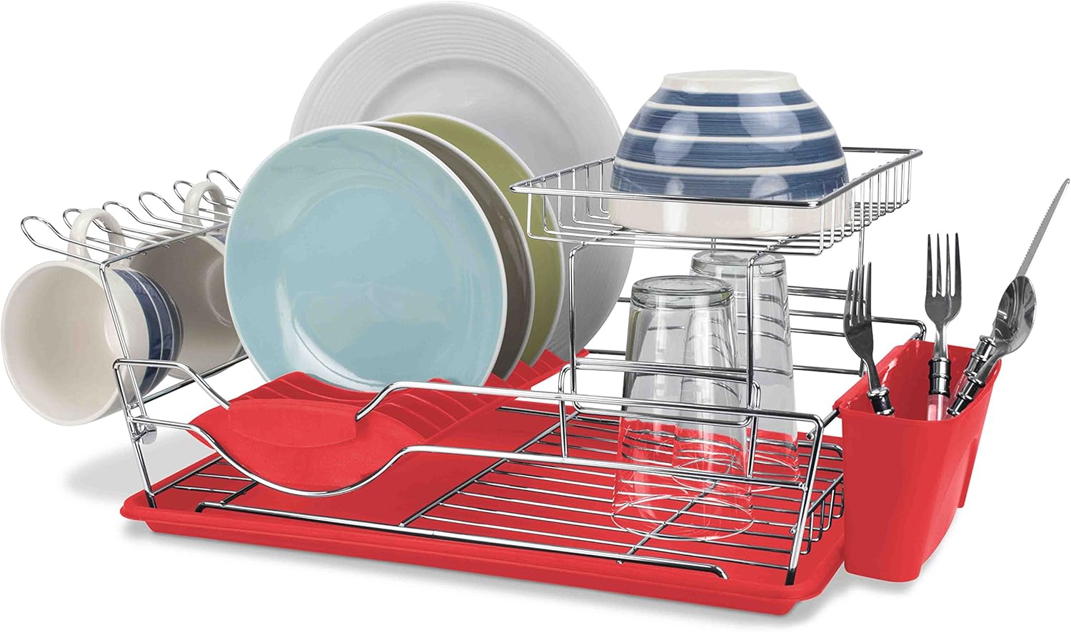 Home Basics escurridor de platos de 2 pisos (negro): Amazon.com.mx