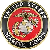 Tags America United States Marines Emblem Metal Sign - US Marine Corps USMC Logo, 12 Inch Round Wall Decor