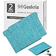 Geekria 2 Pack Sports Earbuds Pouch, Fitness Earbuds Protective Case, in-Ear Headphones Travel Bag Compatible with Anker SoundBuds Sport, EP-B13, Jabra Wave, Stealth (Blue)