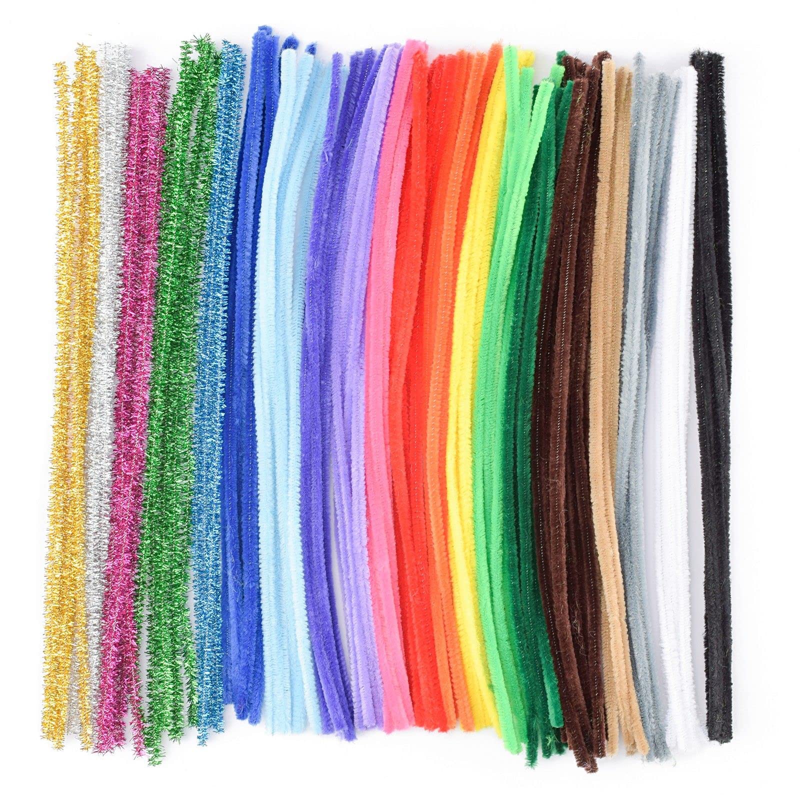 VAESSEN Creative Pipe Cleaners, 100 Pieces, Multi Colours and Sparkly Pipe Cleaners, Arts and Crafts for Kids, Pipe Cleaners for Craft, Craft Kit, Craft Supplies, 30cm x 6mm