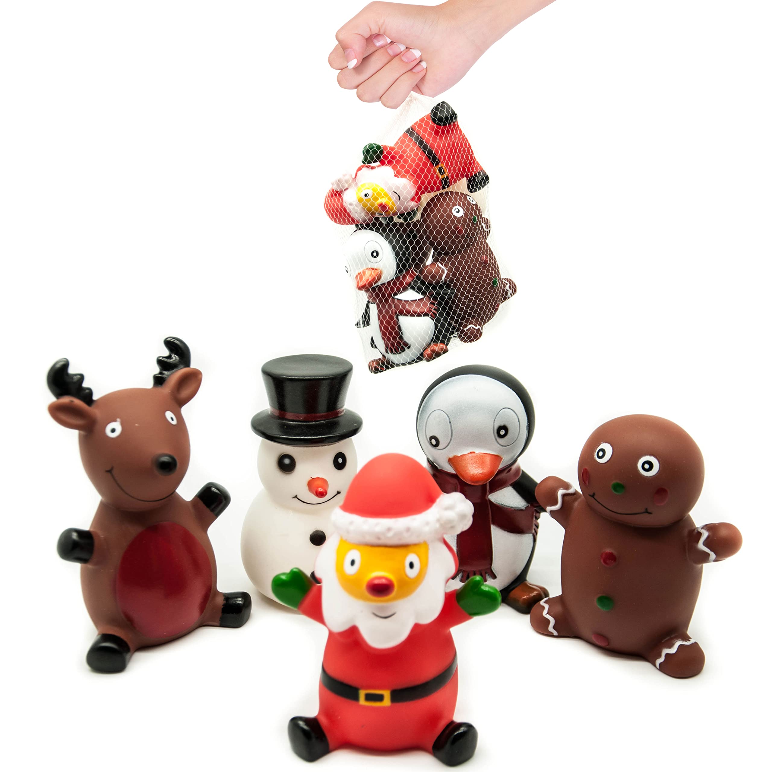 Petopedia Set of 5 – SQUEAKY Dog Toys – Santa, Penguin, Rudolph, Snowman – Christmas Toys for Dogs Gifts, Interactive, Boredom, Puppy Chew Teething Toy (Festive, Pack of 5)