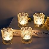 Woho 12Pcs Clear Votive Candle Holders Glass, Glass Tealight Candle Holder for Table Centerpiece, Vintage Tea Lights Candle Holder Decor for Wedding Table, Birthday Christmas Party